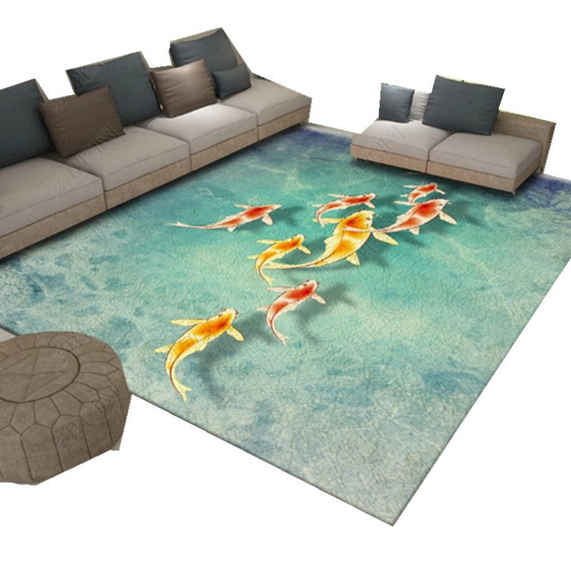 Multicolor Asia Indoor Rug Synthetic 3D Pattern Carpet Washable Stain Resistant Nonslip Underlay Rug for Large Room