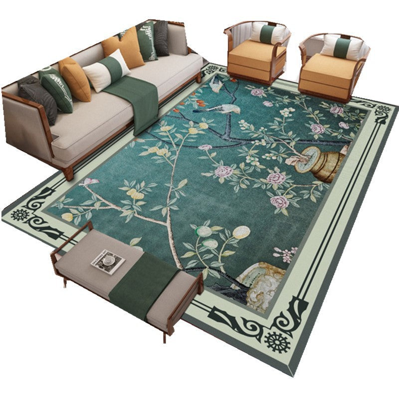 Traditional Chinoiserie Rug Multicolor Landscape Print Rug Pet-Friendly Washable Non-Slip Rug for Home