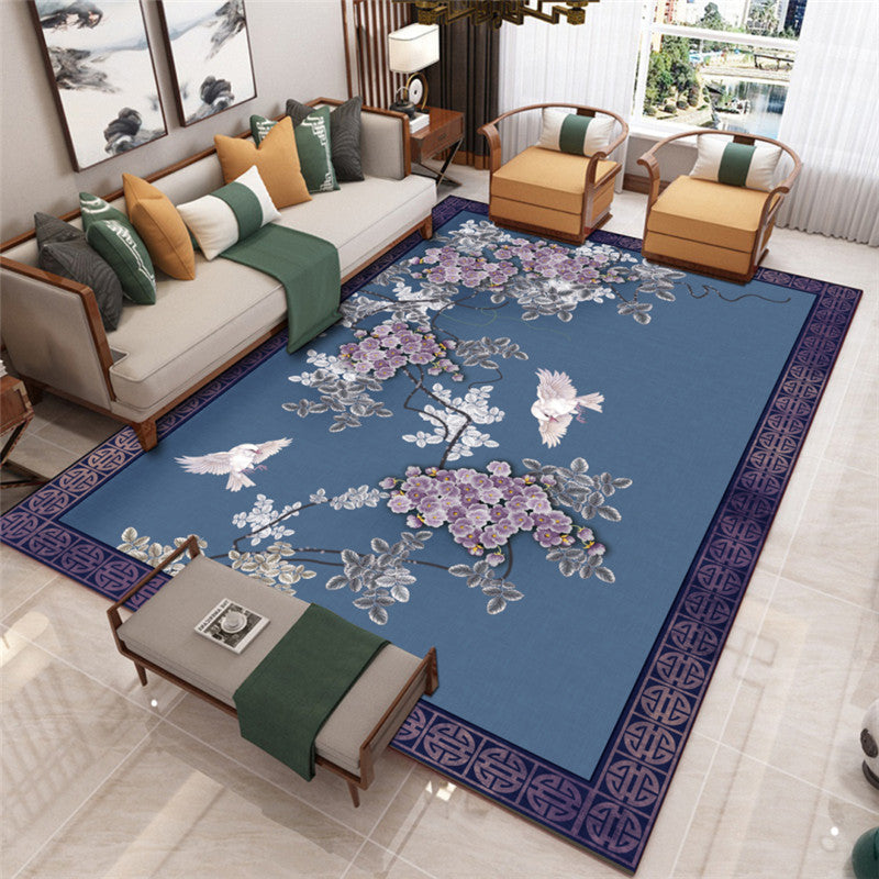 Traditional Chinoiserie Rug Multicolor Landscape Print Rug Pet-Friendly Washable Non-Slip Rug for Home