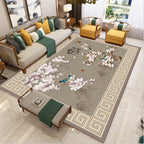 Traditional Chinoiserie Rug Multicolor Landscape Print Rug Pet-Friendly Washable Non-Slip Rug for Home