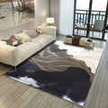 Asian Abstract Painting Carpet Multi-Color Polypropylene Area Rug Machine Washable Non-Slip Back Stain Resistant Rug for Large Room