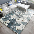 Chic Oriental Rug Polyester Flower Botanical Rug Non-slip Machine Washable Pet-friendly Carpet for Living Room