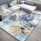 Chic Oriental Rug Polyester Flower Botanical Rug Non-slip Machine Washable Pet-friendly Carpet for Living Room