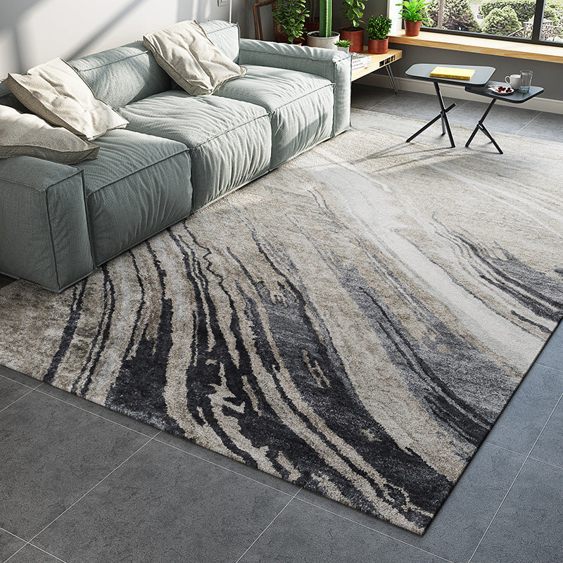 Cyberpunk Abstract Lines Print Rug Multi-Color Polypropylene Rug Stain Resistant Anti-Slip Pet Friendly Carpet for Home