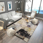 Steampunk Living Room Carpet Multicolored Rustic Surface Look Carpet Synthetic Stain Resistant Non-Slip Pet Friendly Indoor Carpet