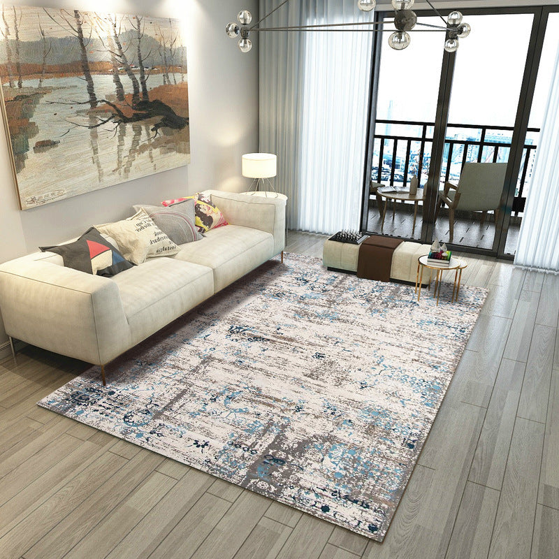 Steampunk Living Room Carpet Multicolored Rustic Surface Look Carpet Synthetic Stain Resistant Non-Slip Pet Friendly Indoor Carpet