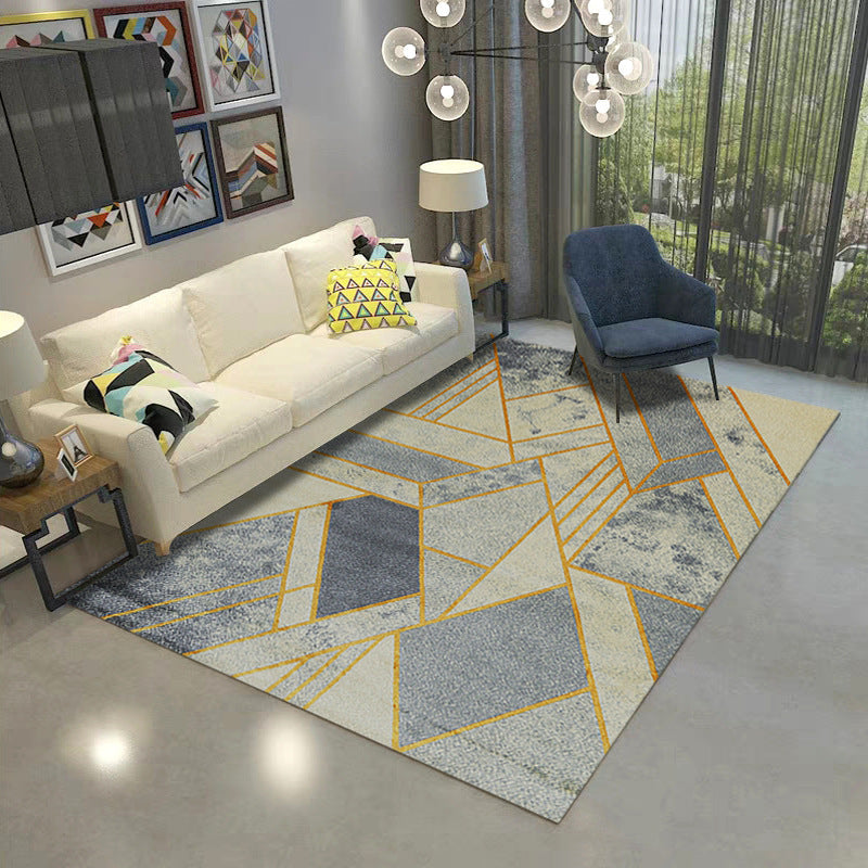 Aesthetics Abstract Area Rug Multicolored Industrial Carpet Synthetic Non-slip Stain Resistant Machine Washable Rug for the Living Room