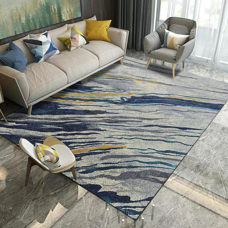 Aesthetics Abstract Area Rug Multicolored Industrial Carpet Synthetic Non-slip Stain Resistant Machine Washable Rug for the Living Room
