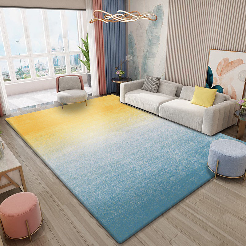 Simplicity Multicolor Ombre Rug Polyester Industrial Rug Non-slip Backing Pet Friendly Stain Resistant Rug for Guest Room