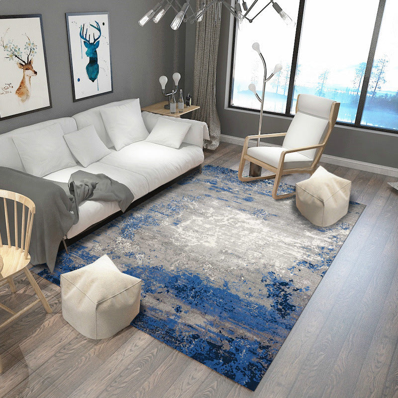 Retro Abstract Painting Print Rug Multicolored Industrial Rug Polyester Stain Resistant Non-Slip Back Machine Washable Rug for Room