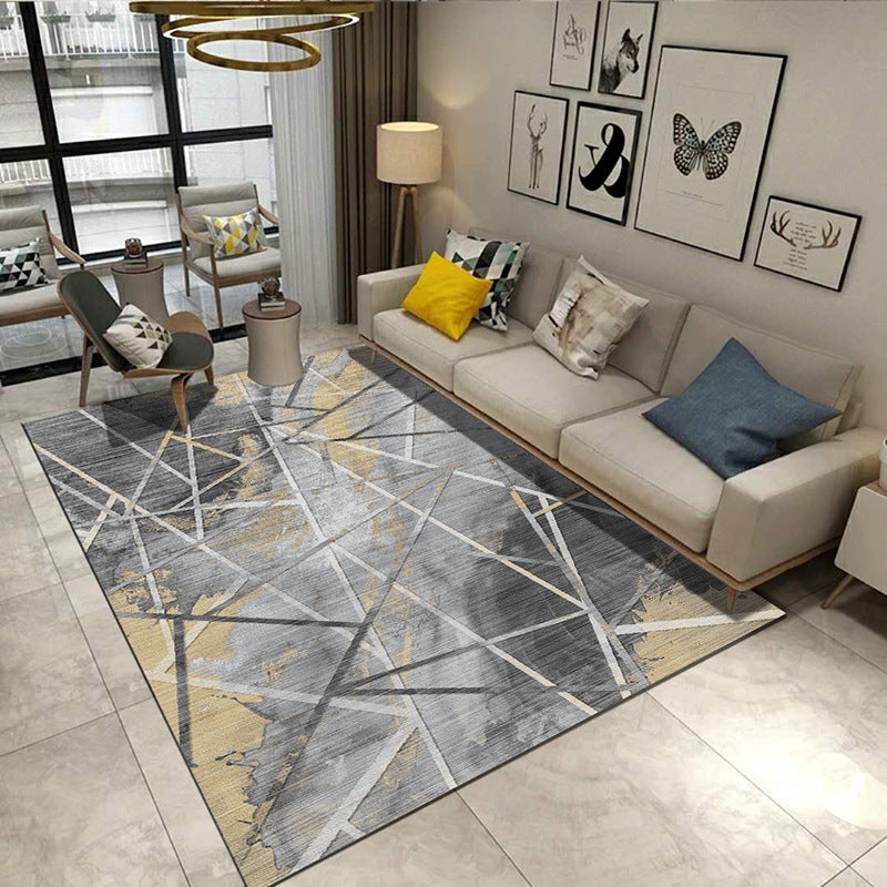 Steampunk Post-Expressionism Rug Multicolor Polypropylene Rug Non-slip Stain-resistant Pet-friendly Rug for Home