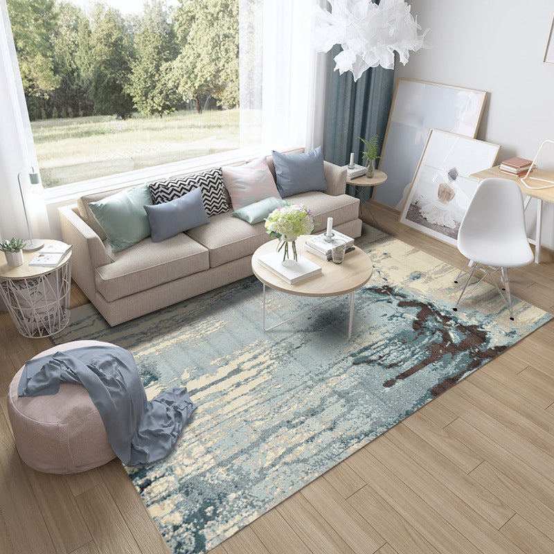 Steampunk Post-Expressionism Rug Multicolor Polypropylene Rug Non-slip Stain-resistant Pet-friendly Rug for Home
