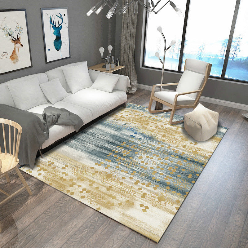 Steampunk Post-Expressionism Rug Multicolor Polypropylene Rug Non-slip Stain-resistant Pet-friendly Rug for Home