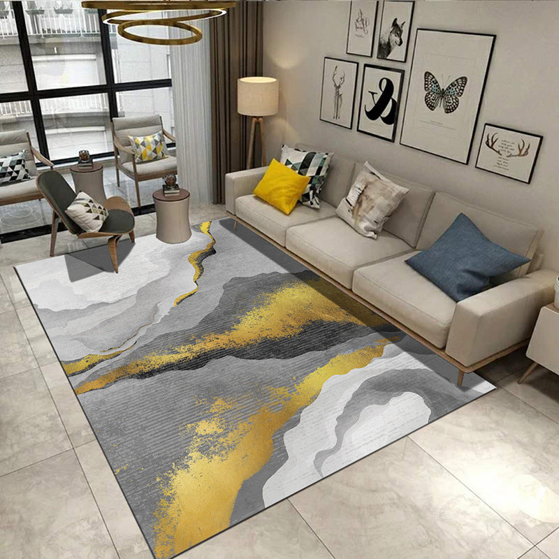 Steampunk Post-Expressionism Rug Multicolor Polypropylene Rug Non-slip Stain-resistant Pet-friendly Rug for Home