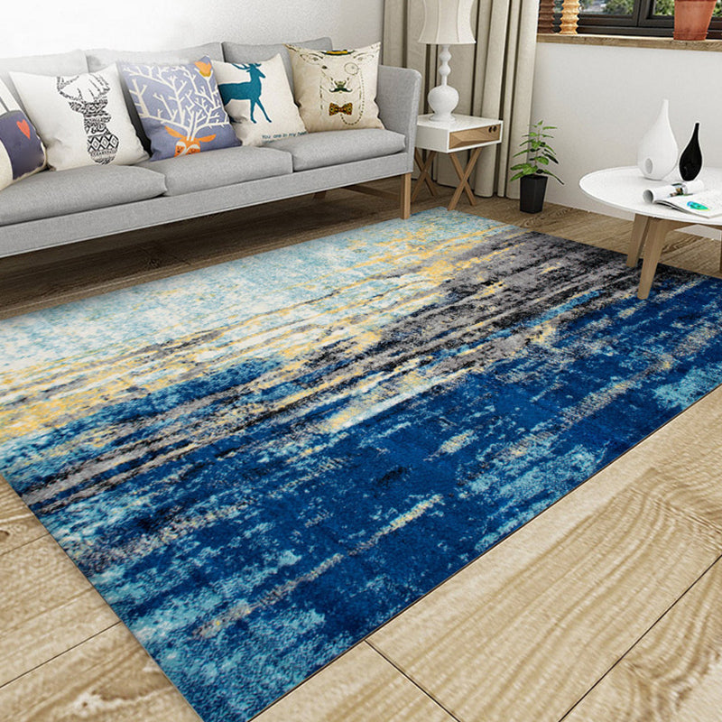 Industrial Style Living Rug Multicolored Expressionism Rug Synthetic Non-slip Pet-friendly Machine washable Rug