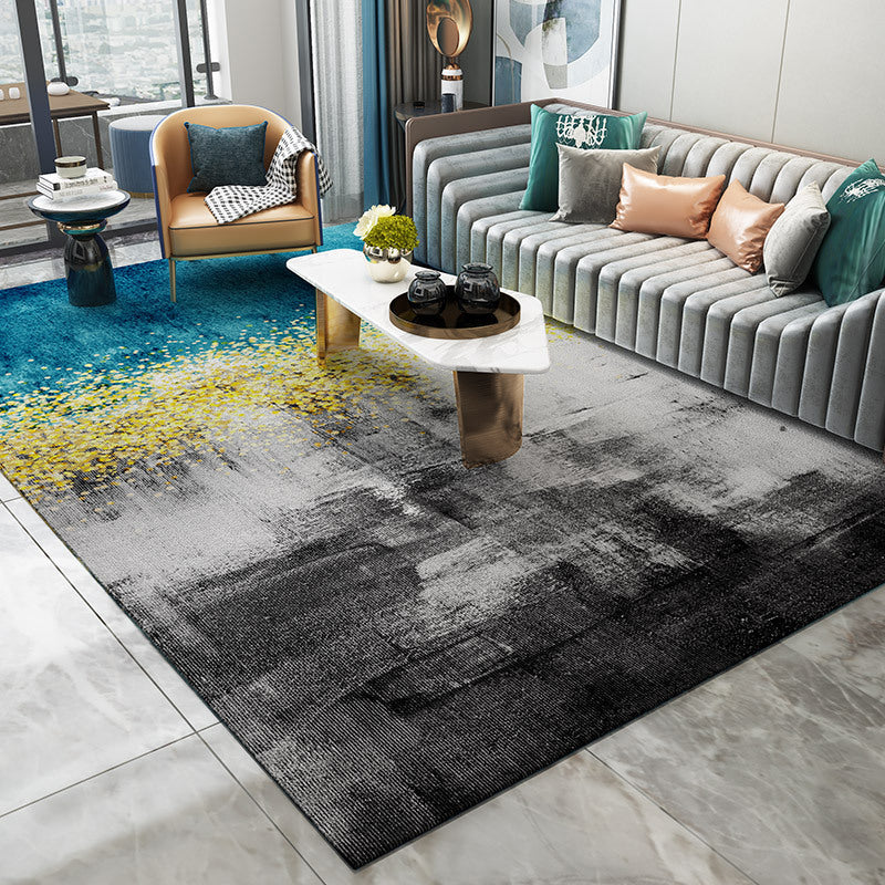 Trendy Abstract Print Carpet Multi-colored Industrial Carpet Polypropylene Machine washable Stain resistant Non-slip backing Carpet for the living room