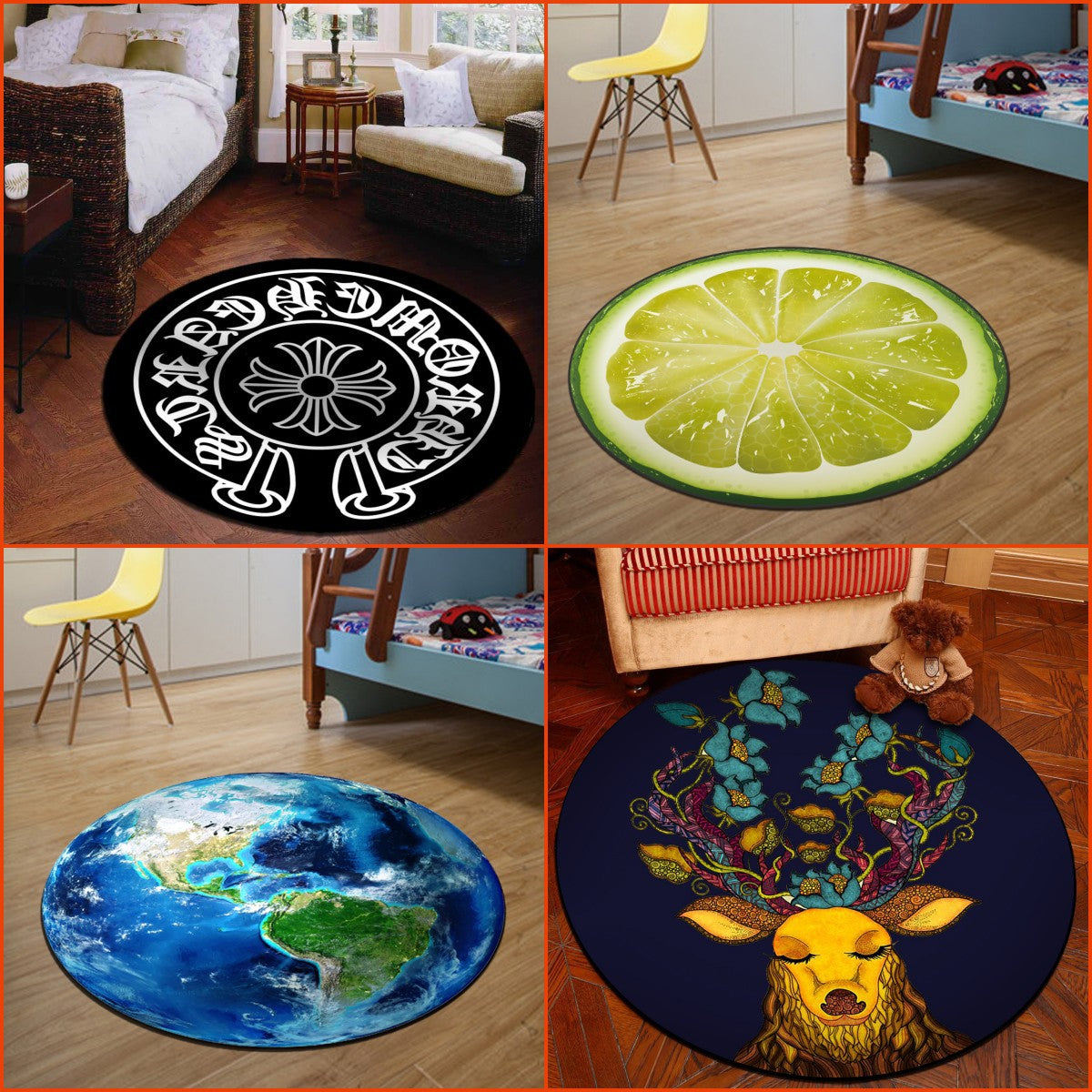 Novelty 3D Digital Print Carpet Multicolored Cartoon Carpet Polypropylene Stain Resistant Machine Washable Non-Slip Carpet for Bedroom