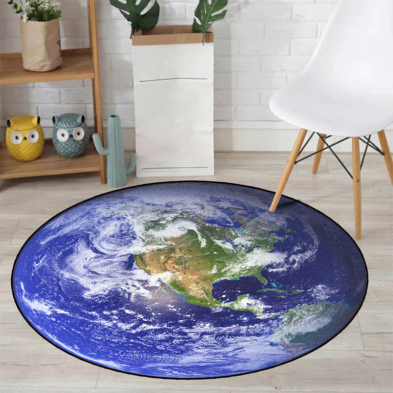 Realistic Multicolor Cosmos Print Rug Polyester Modern Carpet Pet Friendly Non-Slip Machine Washable Rug for Children's Room