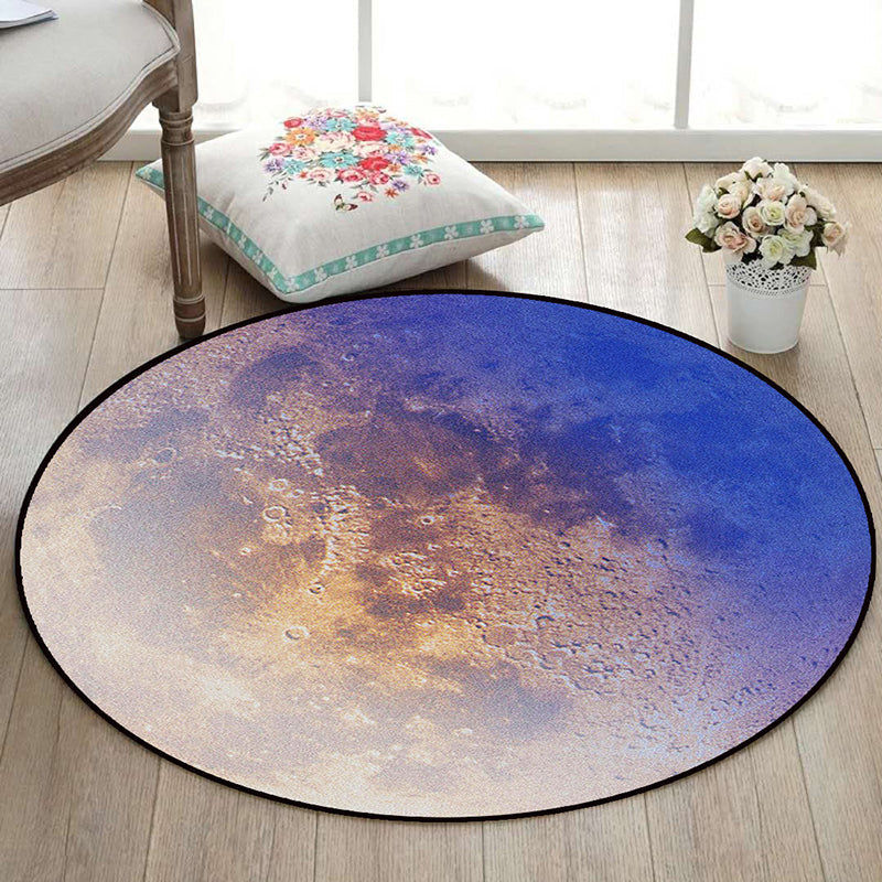Realistic Multicolor Cosmos Print Rug Polyester Modern Carpet Pet Friendly Non-Slip Machine Washable Rug for Children's Room