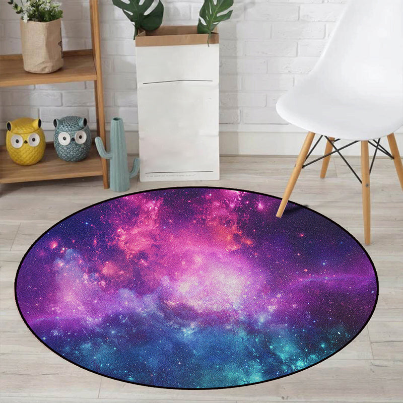 Realistic Multicolor Cosmos Print Rug Polyester Modern Carpet Pet Friendly Non-Slip Machine Washable Rug for Children's Room