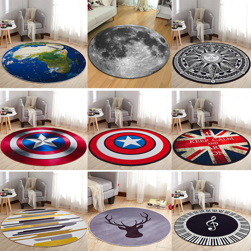 Creative Boys Bedroom Rug Multi Colors Optical Illusion Rug Polypropylene Non-slip Pet-friendly Washable Rug