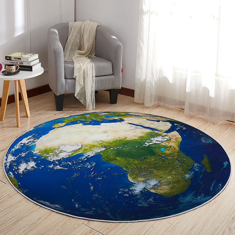 Creative Boys Bedroom Rug Multi Colors Optical Illusion Rug Polypropylene Non-slip Pet-friendly Washable Rug