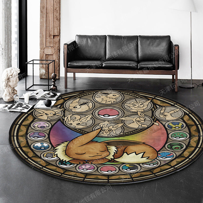 Modern 3D Anime Pattern Carpet Multicolored Polypropylene Carpet Non-Slip Back Machine Washable Pet-Friendly Carpet for the Children's Room