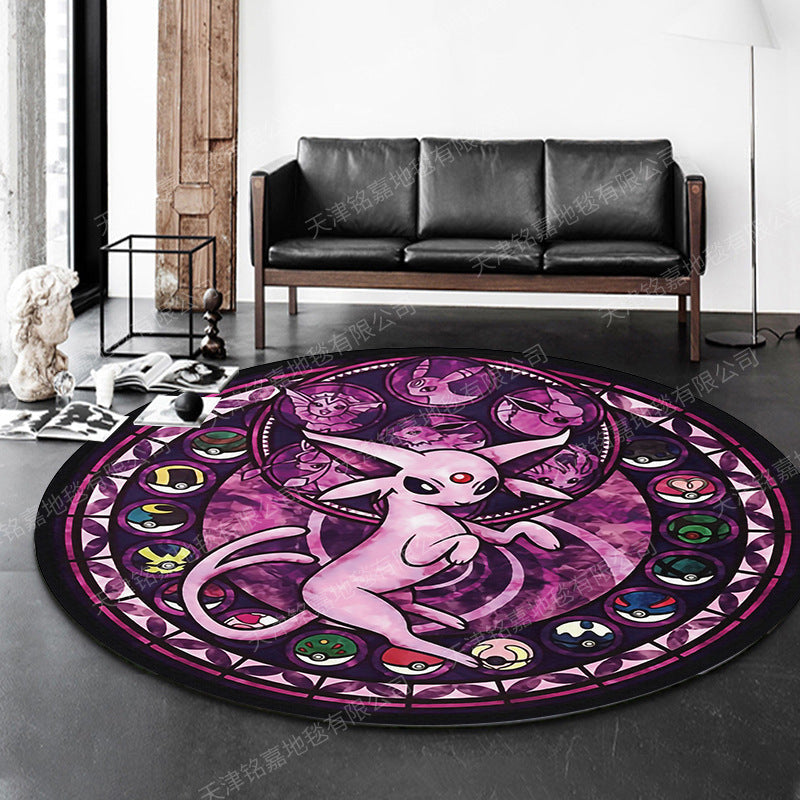 Modern 3D Anime Pattern Carpet Multicolored Polypropylene Carpet Non-Slip Back Machine Washable Pet-Friendly Carpet for the Children's Room