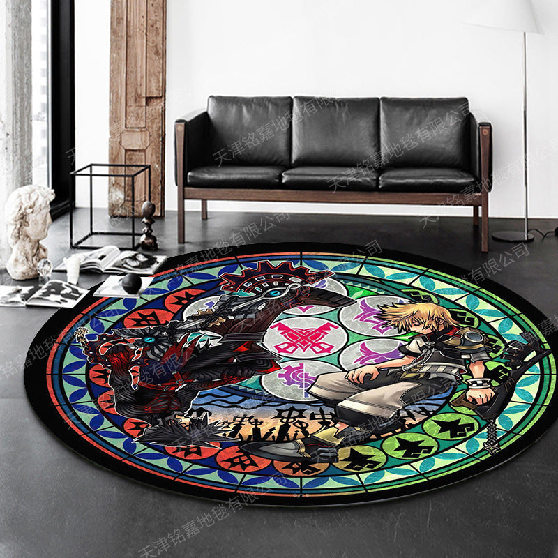 Modern 3D Anime Pattern Carpet Multicolored Polypropylene Carpet Non-Slip Back Machine Washable Pet-Friendly Carpet for the Children's Room
