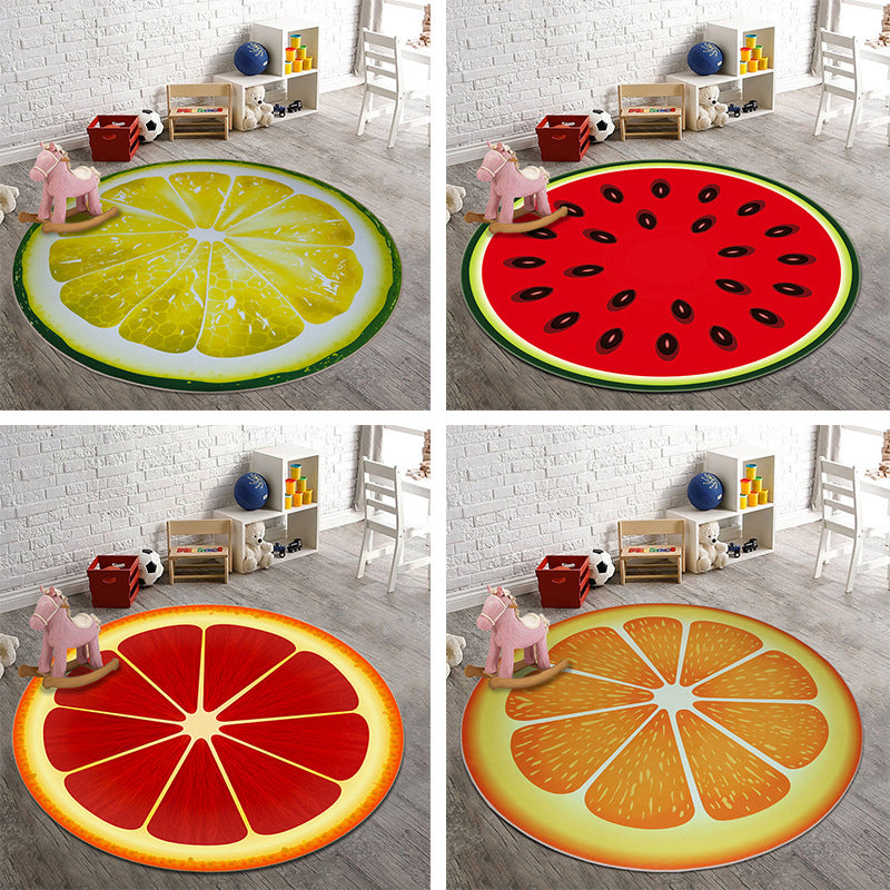 Multicolor Playroom Carpet Modern 3D Graphic Fruit Carpet Synthetic Non-Slip Machine Washable Stain Resistant Indoor Carpet