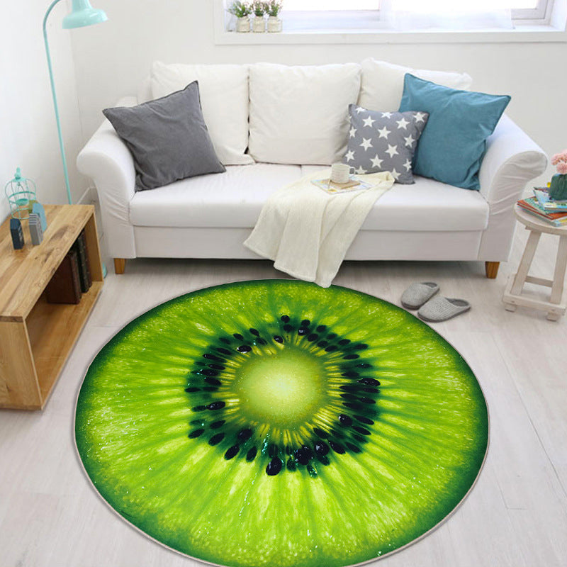 Multicolor Playroom Carpet Modern 3D Graphic Fruit Carpet Synthetic Non-Slip Machine Washable Stain Resistant Indoor Carpet