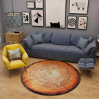 Nordic Tree Annual Rings Rug Multi-Colored Polyester Carpet Non-Slip Stain Resistant Pet Friendly Rug for Seating Area