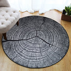 Nordic Tree Annual Rings Rug Multi-Colored Polyester Carpet Non-Slip Stain Resistant Pet Friendly Rug for Seating Area