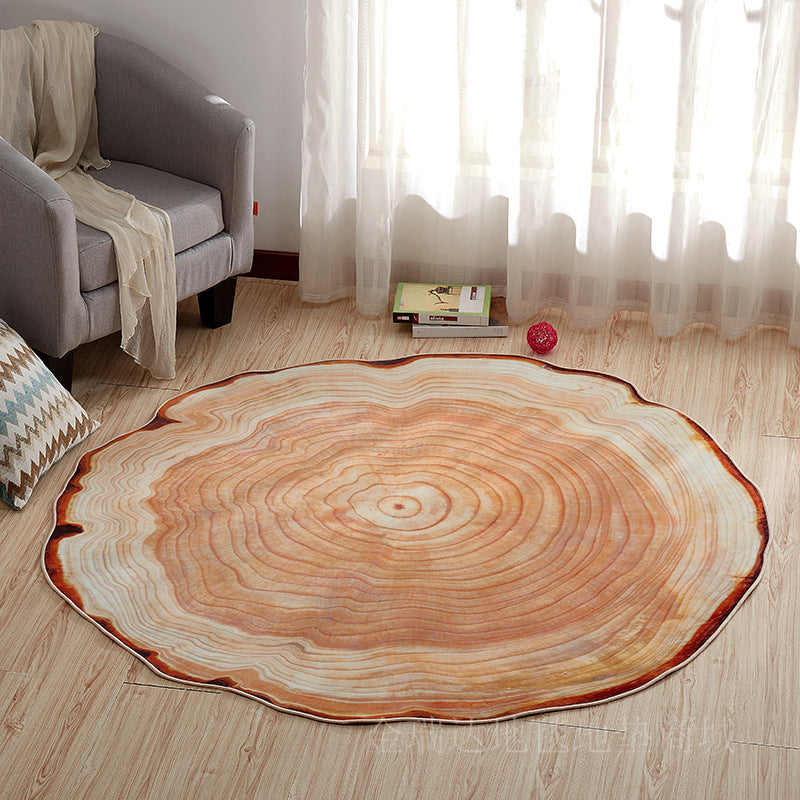 Multicolor 3D Tree Rings Carpet Polypropylene Contemporary Carpet Washable Non-Slip Back Animal-Friendly Carpet for Living Room