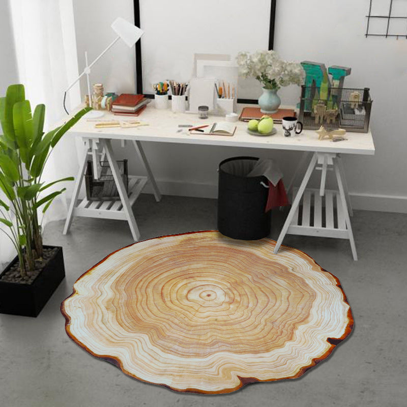 Multicolor 3D Tree Rings Carpet Polypropylene Contemporary Carpet Washable Non-Slip Back Animal-Friendly Carpet for Living Room