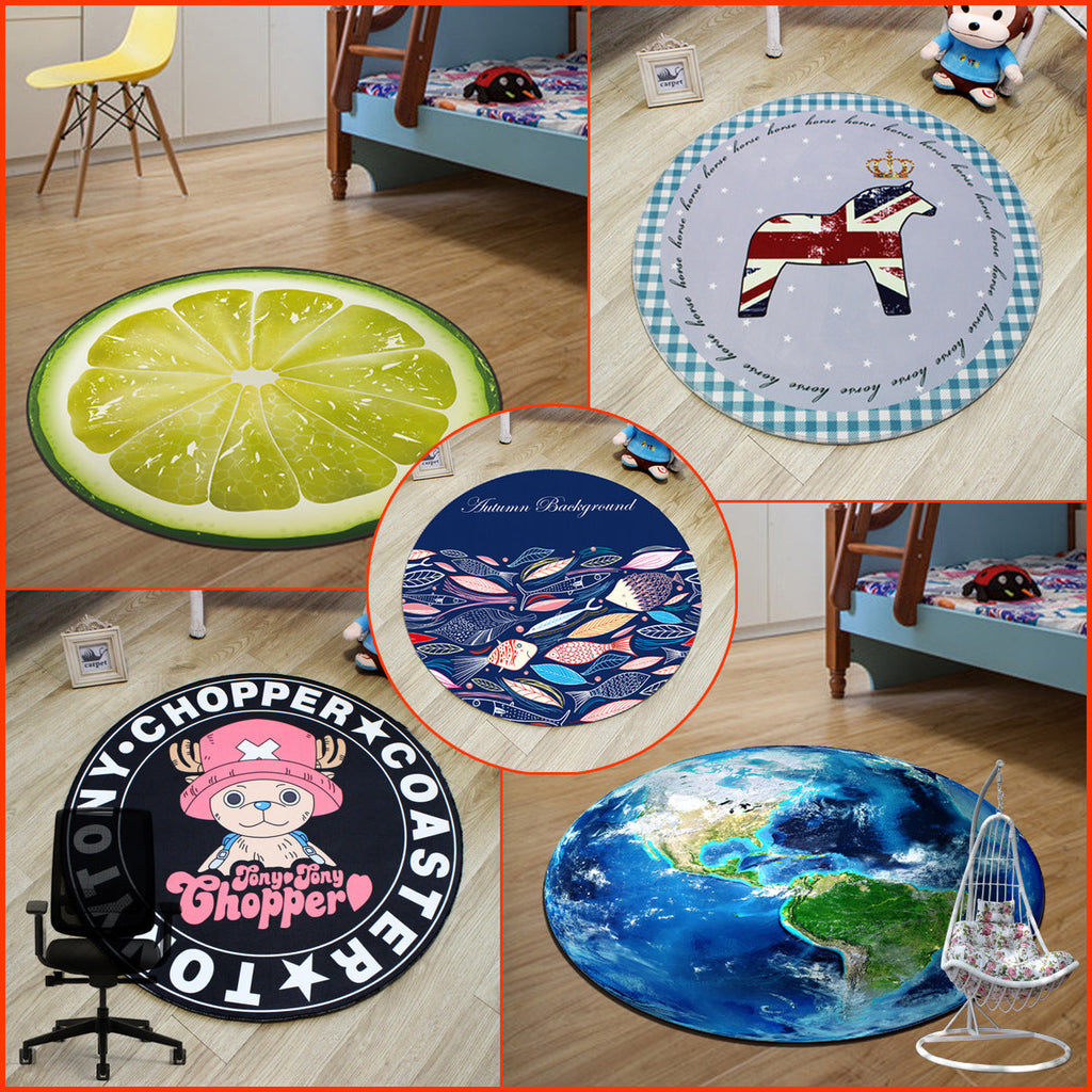 Unique 3D Cartoon Rug Multi Color Novelty Rug Polypropylene Non-Slip Back Stain Resistant Washable Rug for Bedroom