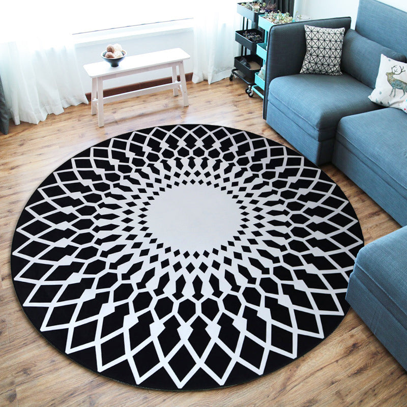 Cool Multi-Colored Novelty Rug Synthetic 3D Illusion Rug Machine Washable Non-Slip Pet-Friendly Rug for the Living Room