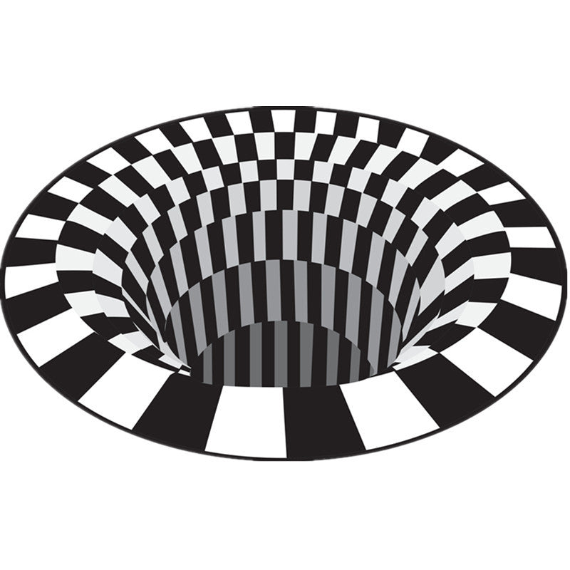 Funny Novelty Rug Multicolor Visual Trick Spiral Trap Rug Non-Slip Washable Pet-Friendly Rug for Room