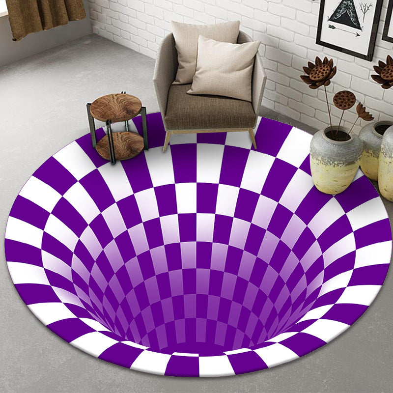 Funny Novelty Rug Multicolor Visual Trick Spiral Trap Rug Non-Slip Washable Pet-Friendly Rug for Room