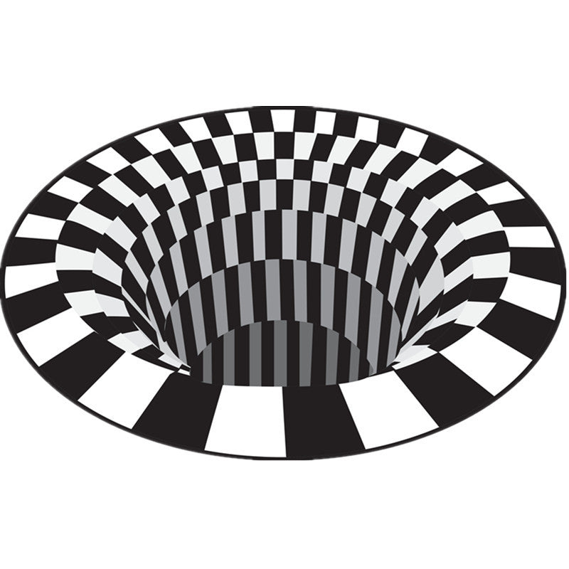Funny Novelty Rug Multicolor Visual Trick Spiral Trap Rug Non-Slip Washable Pet-Friendly Rug for Room