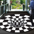 Black-White Creative Carpet Polyester Optical Illusions Vortex Area Rug Pet Friendly Washable Non-Slip Rug for Hall