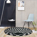 Creepy Hole 3D Illusion Rug Black and White Modern Rug Polypropylene Pet-Friendly Antiskid Dirt-Resistant Rug for Living Room