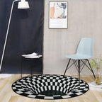 Creepy Hole 3D Illusion Rug Black and White Modern Rug Polypropylene Pet-Friendly Antiskid Dirt-Resistant Rug for Living Room