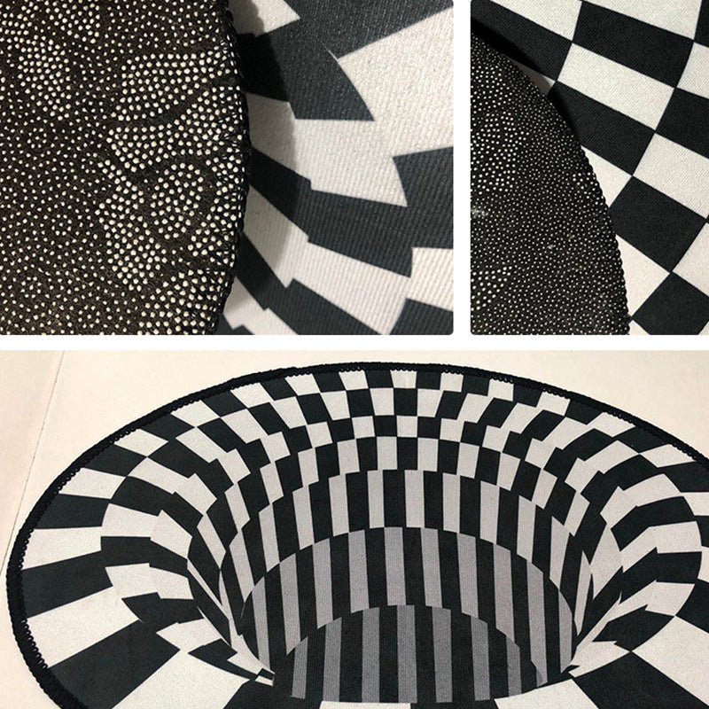 Creepy Hole 3D Illusion Rug Black and White Modern Rug Polypropylene Pet-Friendly Antiskid Dirt-Resistant Rug for Living Room