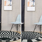 Creepy Hole 3D Illusion Rug Black and White Modern Rug Polypropylene Pet-Friendly Antiskid Dirt-Resistant Rug for Living Room