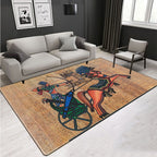 Novelty Living Room Rug Multicolored Tribal Figures Print Rug Synthetic Pet Friendly Non-Slip Back Washable Rug