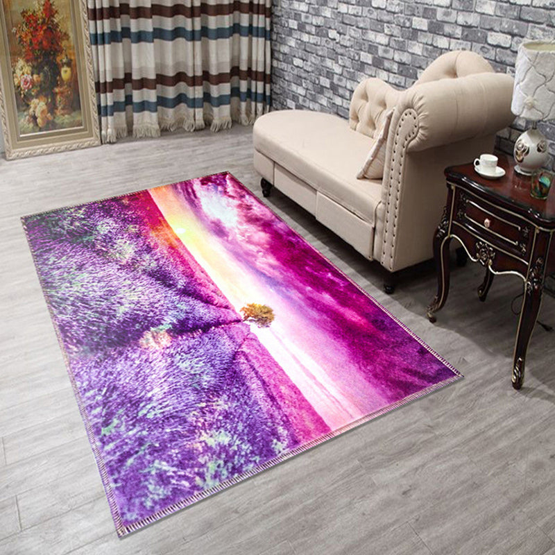 Amazing Multicolor Natural Landscape Carpet Polyester Modern Carpet Stain Resistant Washable Non-Slip Back Carpet for Family Room