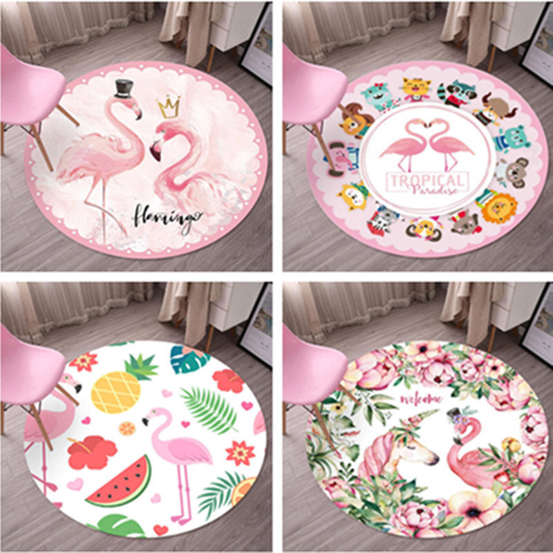 Tropical Flamingo Rug Multicolor Synthetic Rug Washable Non-Slip Backing Pet Friendly Rug for Living Room