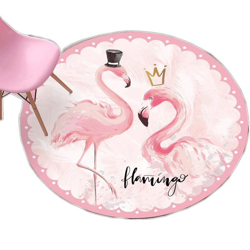 Tropical Flamingo Rug Multicolor Synthetic Rug Washable Non-Slip Backing Pet Friendly Rug for Living Room