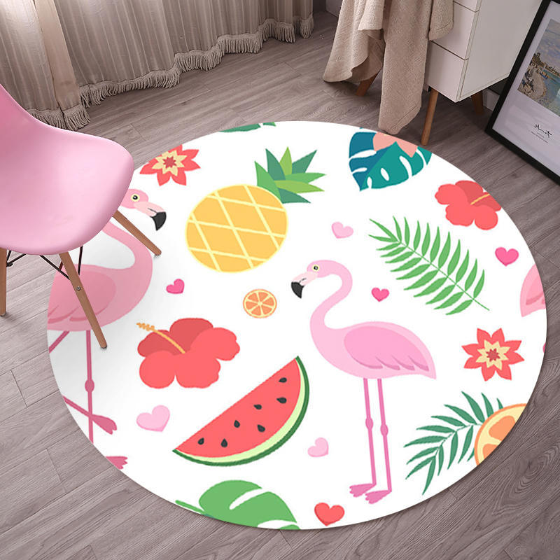 Tropical Flamingo Rug Multicolor Synthetic Rug Washable Non-Slip Backing Pet Friendly Rug for Living Room